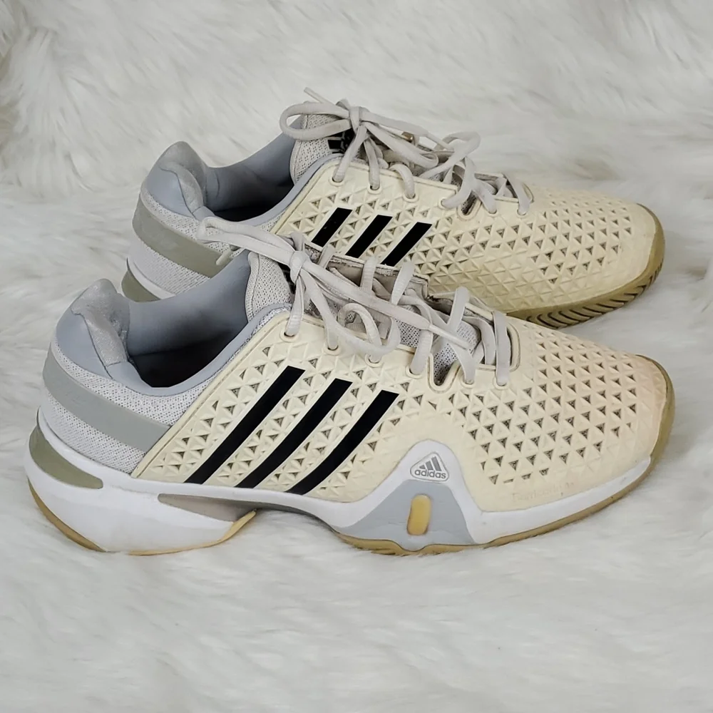 Adidas adipower Barricade Tennis white cream shoes sneakers men size 9